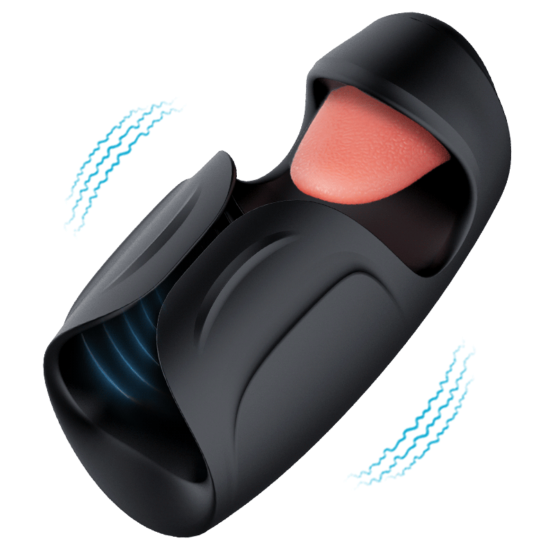 Automatic Male Masturbator - 10 Vibrating Tongue Patterns Dual Action Penis Training Vibrator, Vibrating Stimulator, Glans Penis Trainer, Male Adult Sex Toys, Penis Trainer, Black