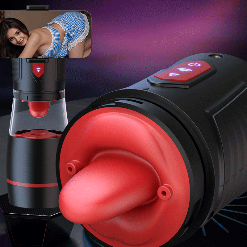 LickMe Phone Holder 4 Suction 7 Tongue-Licking Voice Function Masturbator