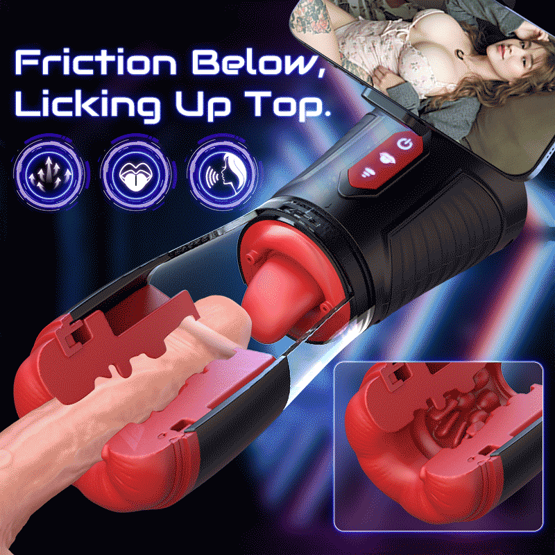 LickMe Phone Holder 4 Suction 7 Tongue-Licking Voice Function Masturbator