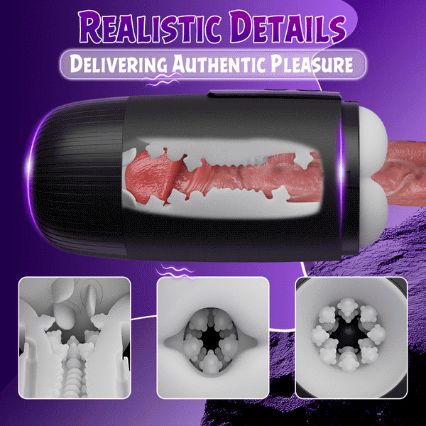 Selena - 8 Slap Tongue-Lick Male Masturbation with 2 Motors Vibration Massage Stroker