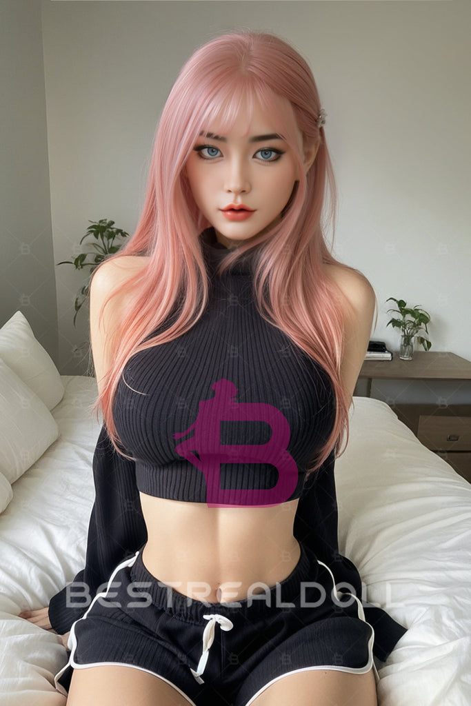 US Stock - Lisa Plus 160cm #310 Pink Hair Realistic Sex Doll Silicone Head TPE Body Big Boobs Adult Love Doll