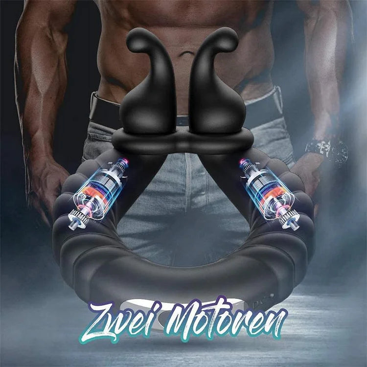 10 Frequency Vbration Longer Harder Vibrating Dual Penis Ring Dildo Stretchy Cock Ring