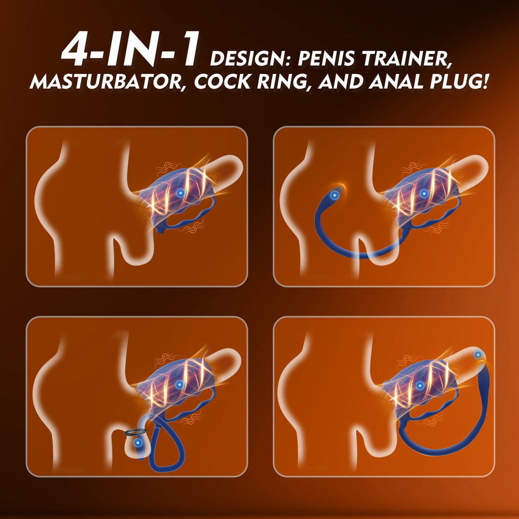 3 in 1 Penis Vibrator Male Masturbator with Detachable Butt Plug and Cock Ring