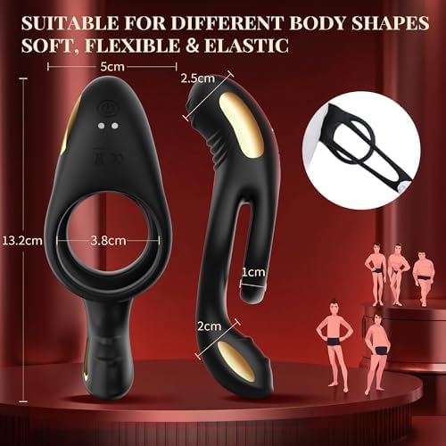 Vibrating Cock Ring, 4 in 1 Cockring Sex Toys for Couples with 10 Vibrating Modes, Double Penis Ring Vibrator Stimulate Erection, Adult Toys Sex Toys couples Men & Women Sex Toys