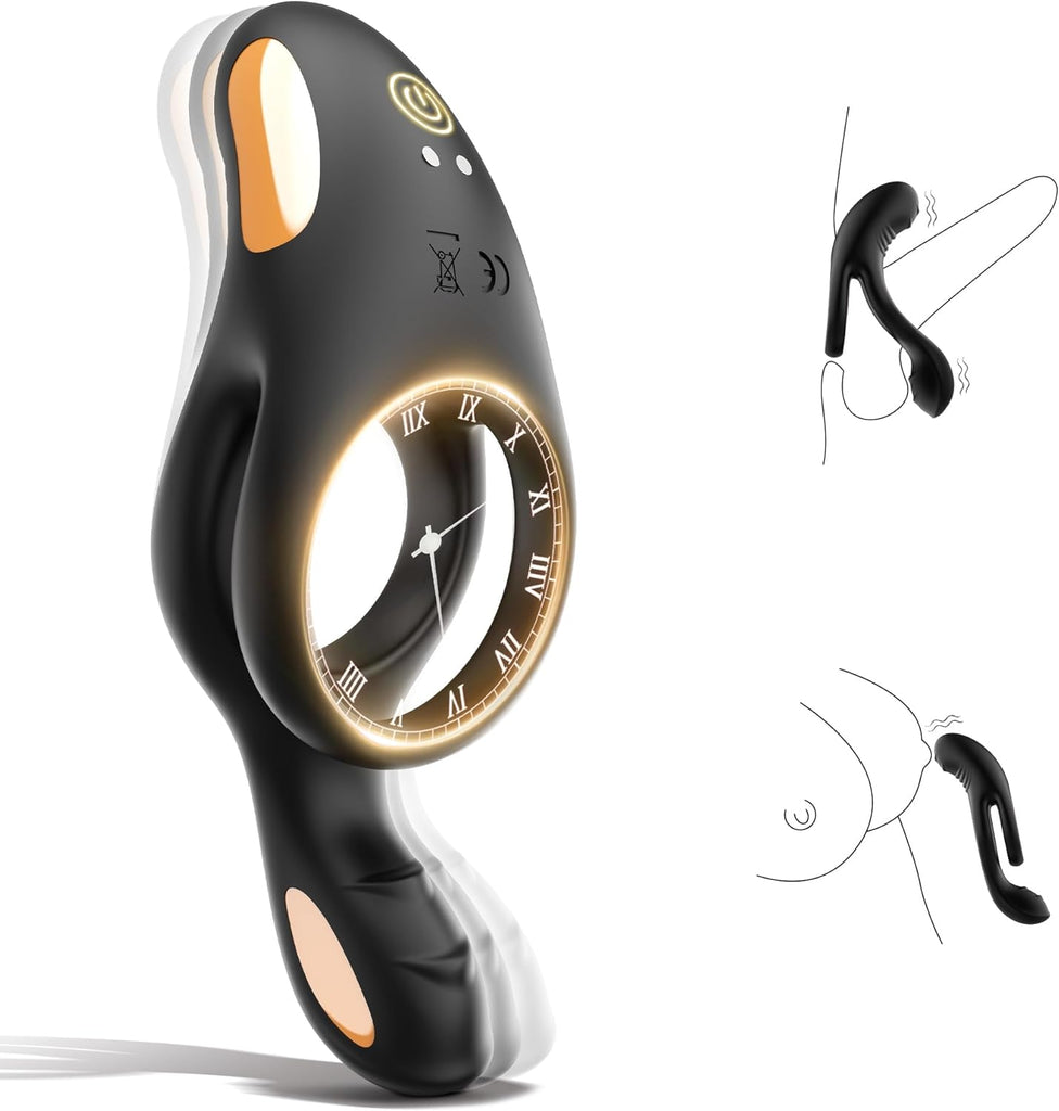 Vibrating Cock Ring, 4 in 1 Cockring Sex Toys for Couples with 10 Vibrating Modes, Double Penis Ring Vibrator Stimulate Erection, Adult Toys Sex Toys couples Men & Women Sex Toys