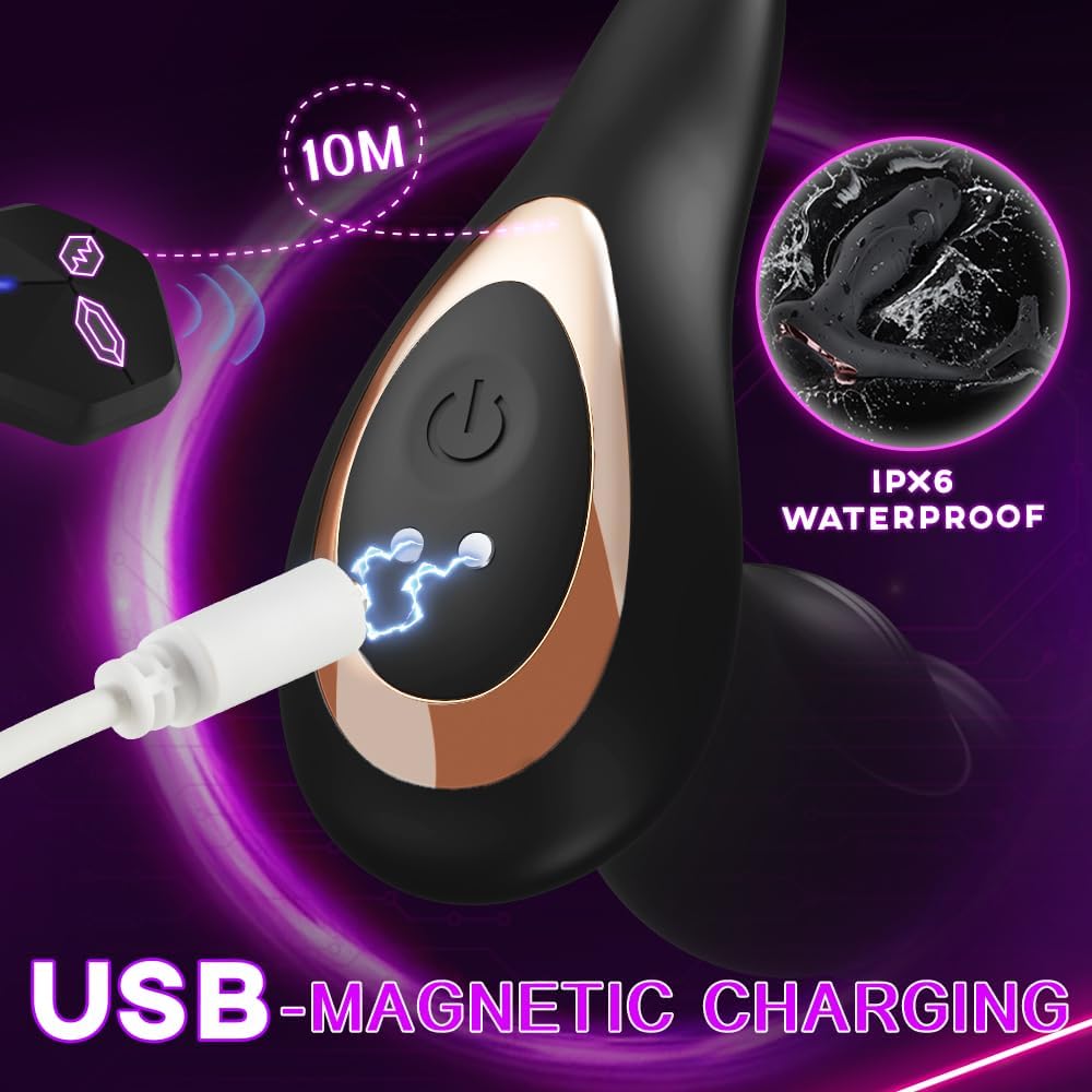 Prostate Massager Anal Toys with Penis Ring 9 Swing Rolling Vibrating Butt Plug