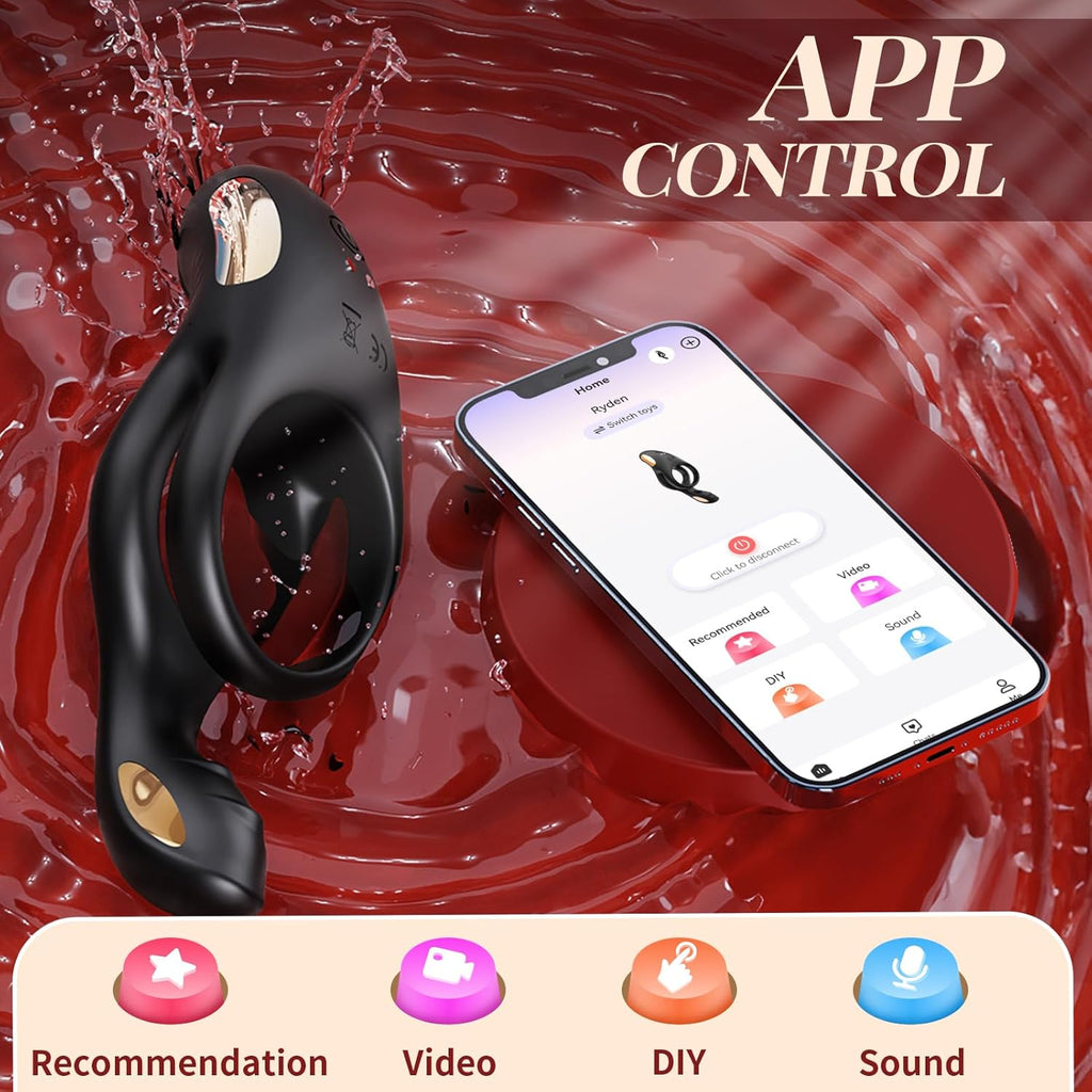 Vibrating Cock Ring, 4 in 1 Cockring Sex Toys for Couples with 10 Vibrating Modes, Double Penis Ring Vibrator Stimulate Erection, Adult Toys Sex Toys couples Men & Women Sex Toys