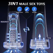 Load image into Gallery viewer, 9 Vibrating Spring &amp; 5 Vacuum Suction Penis Pump with 2 Switchable Sleeves
