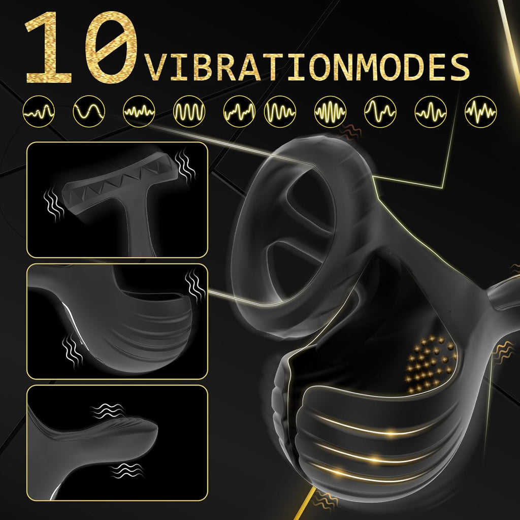 10 Modes Vibrating Cock Ring with APP Control Testicles Vibrator