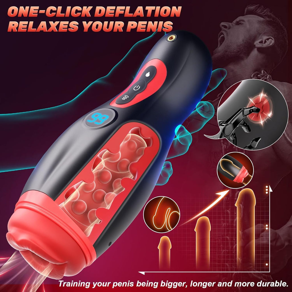 Male Masturbator Mens Sex Toys - Phone Holder Penis Pump Male Sex Toys with 9 Sucking & 9 Vibrating with APP Control, Heating Adult Toys Blowjob Machine, LCD Display Stroker Vibrator Sex Toys for Men