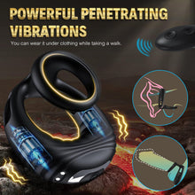 Load image into Gallery viewer, Remote Vibrating Cock Ring Male Sex Toys - Silicone Penis Ring Adult Toys For Men With 10 Intense Vibrations, Stretchy Dual Ring Mens Vibrator for Longer Erections, Male Adult Sex Toys for Men Couples