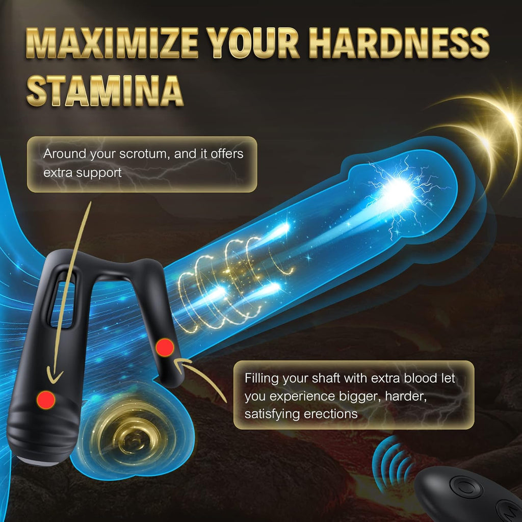 Remote Vibrating Cock Ring Male Sex Toys - Silicone Penis Ring Adult Toys For Men With 10 Intense Vibrations, Stretchy Dual Ring Mens Vibrator for Longer Erections, Male Adult Sex Toys for Men Couples