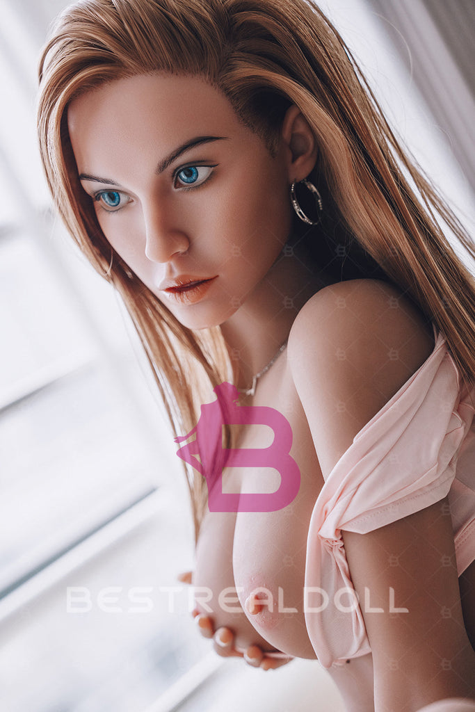 US Stock - RIDMII Amber 164cm 795E Unique Design Silicone ROS Head Sex Doll TPE Body Tanned Skin Movable Jaw Adult Oral Sex Love Doll (Free 2ND Head)