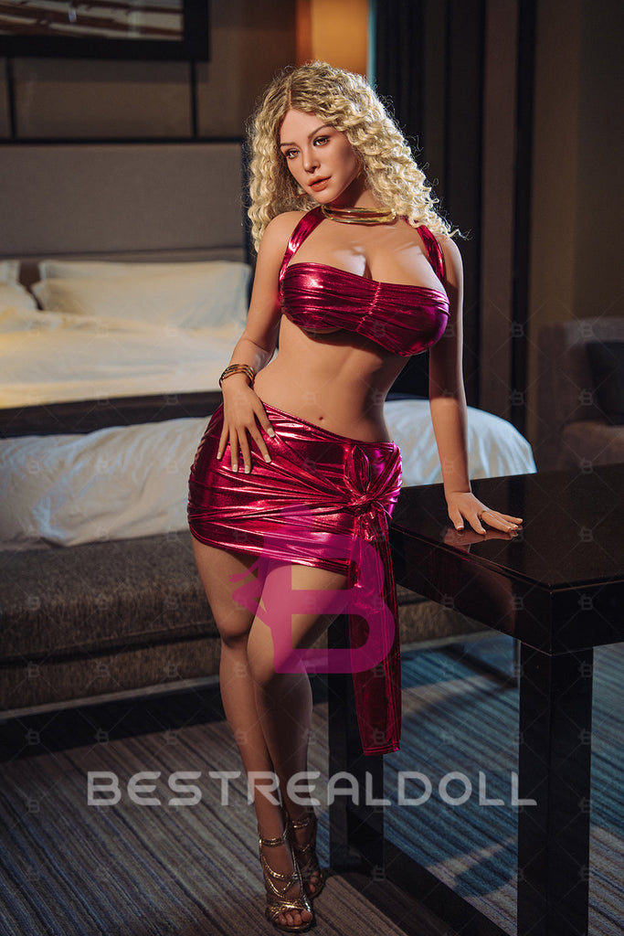 US Stock - YAMIEE Leia 162cm 450B Unique Design Silicone ROS Head Oral Sex Love Doll TPE Body Movable Jaw BBW Sex Doll (Free 2ND Head)