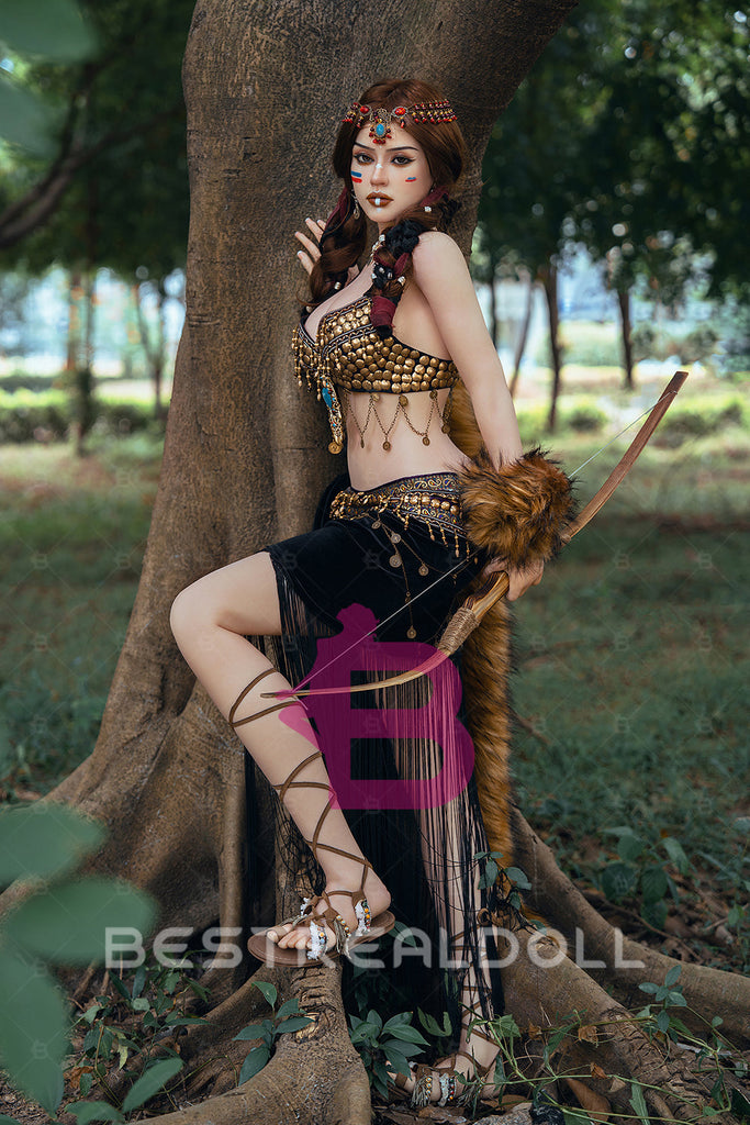 US Stock - Sabine 164cm S33 Natural Skin Full Silicone Sex Doll Realistic Sexy Forest Girl Adult Love Doll (Free 2ND Head)