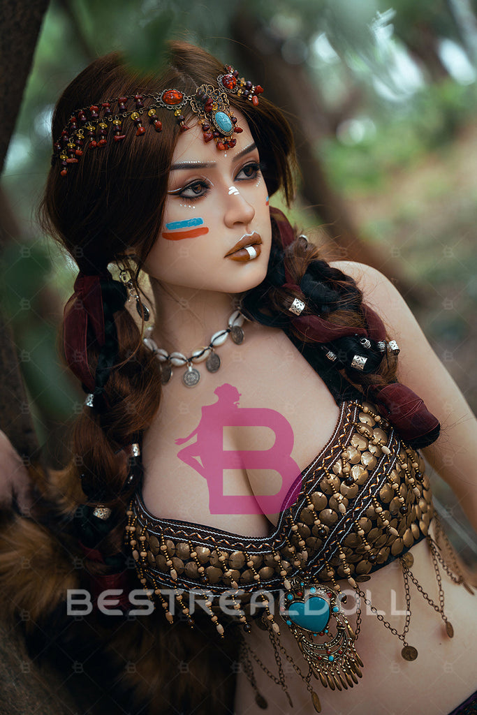 US Stock - Sabine 164cm S33 Natural Skin Full Silicone Sex Doll Realistic Sexy Forest Girl Adult Love Doll (Free 2ND Head)