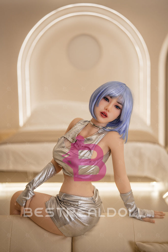 US Stock - YAMIEE Nola 164cm K38 TPE Sex Doll Natural Skin Blue Hair TPE Adult Love Doll (Free 2ND Head)