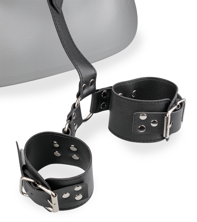 Adjustable faux leather neck and wrist restraint