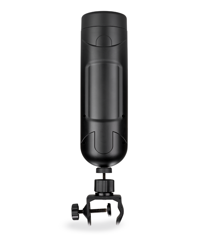 Alderico thrusting and vibrating masturbator with table clamp