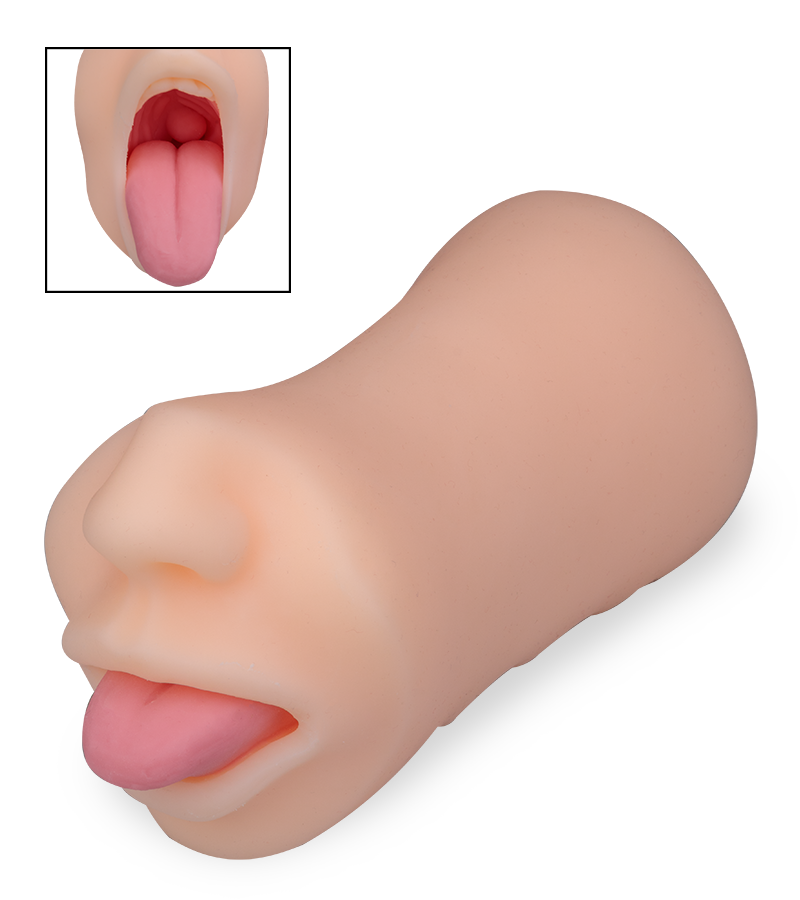 Angie blowjob stroker with cheeky tongue