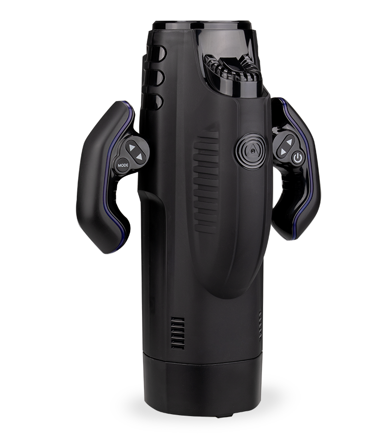 Awesome thrusting and sucking masturbator with handles