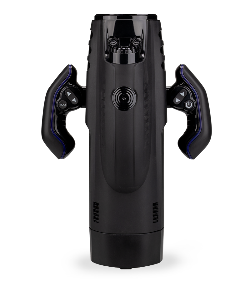 Awesome thrusting and sucking masturbator with handles