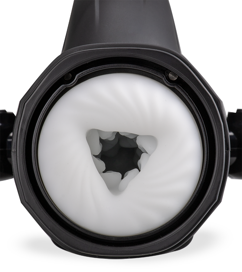 Awesome thrusting and sucking masturbator with handles