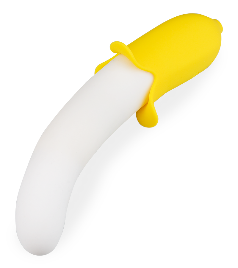 Banana silicone thrusting vibrator