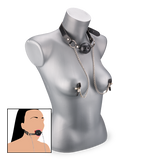 BDSM ball gag with nipple clamps