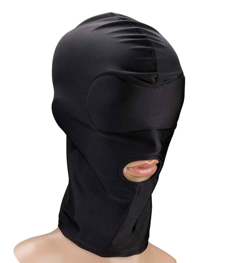BDSM blackout hood with mouth opening