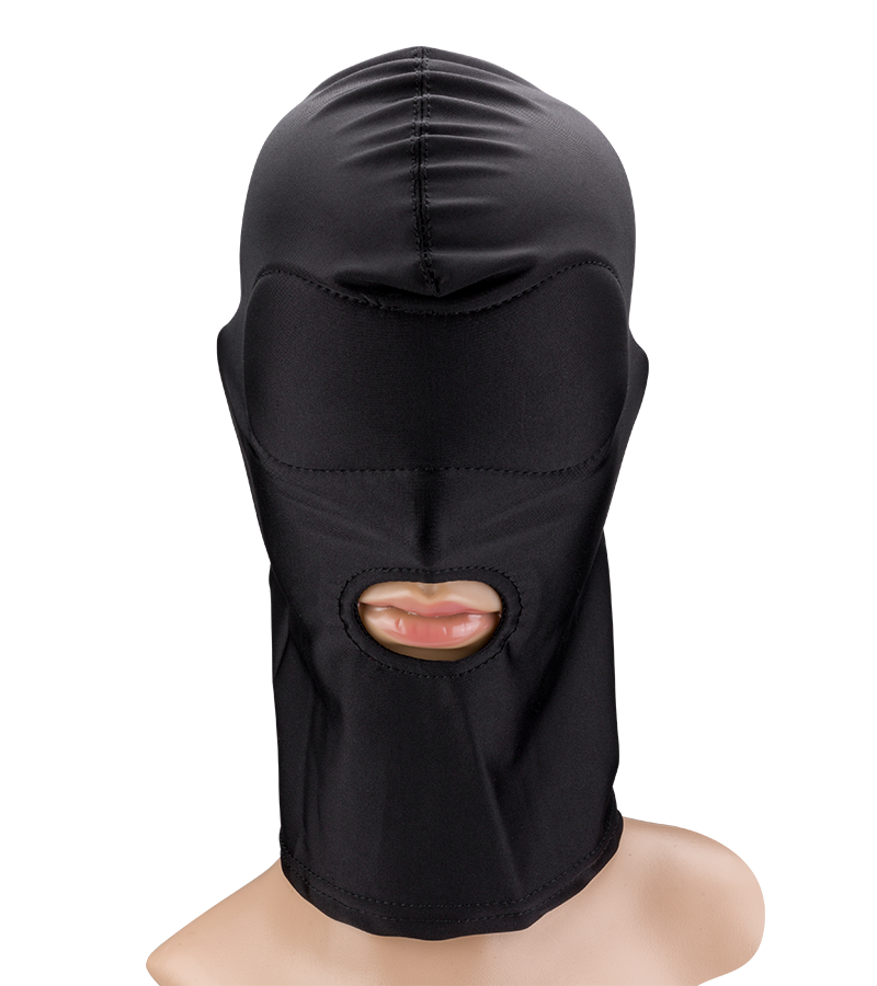 BDSM blackout hood with mouth opening