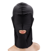 Load image into Gallery viewer, BDSM blackout hood with mouth opening