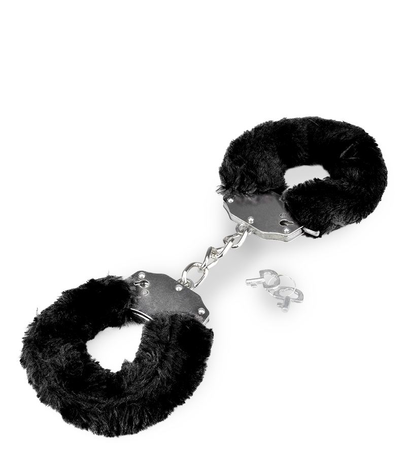 BDSM fur and metal handcuffs