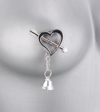 Load image into Gallery viewer, BDSM hearts and bells nipple clamps