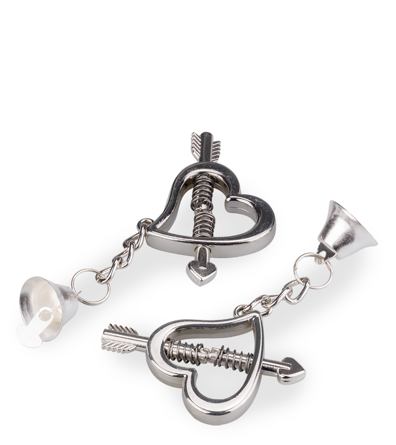 BDSM hearts and bells nipple clamps