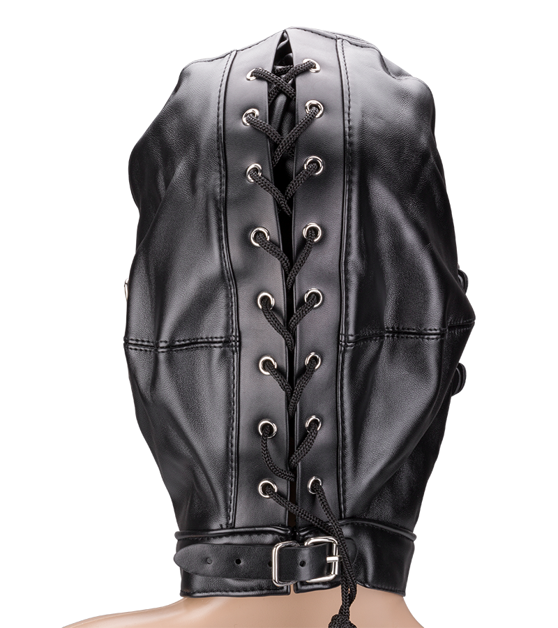 BDSM hood with ball gag and mouth/eye patches