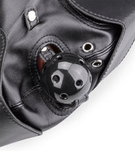 Load image into Gallery viewer, BDSM hood with ball gag and mouth/eye patches