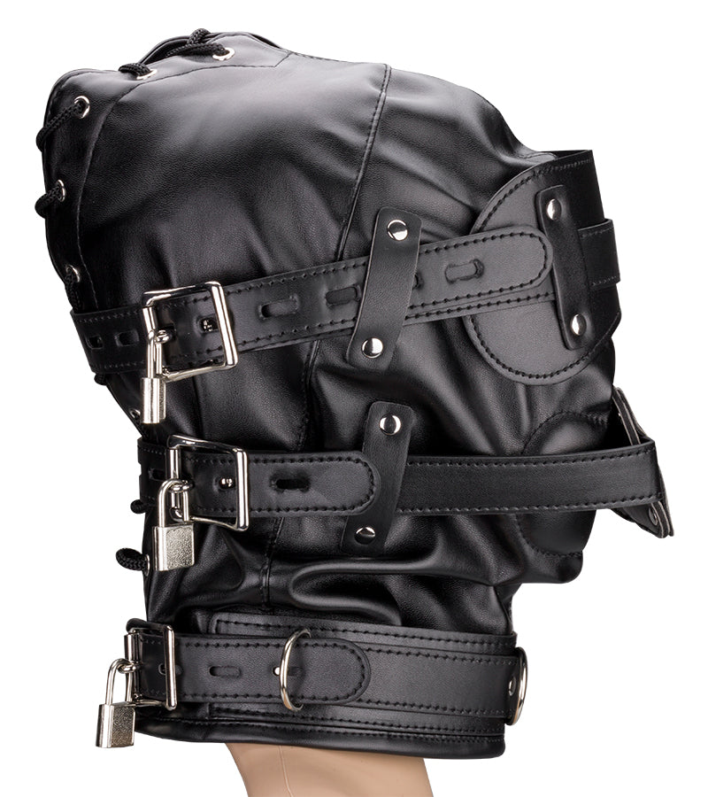 BDSM hood with mask and 2.25-inch ball gag