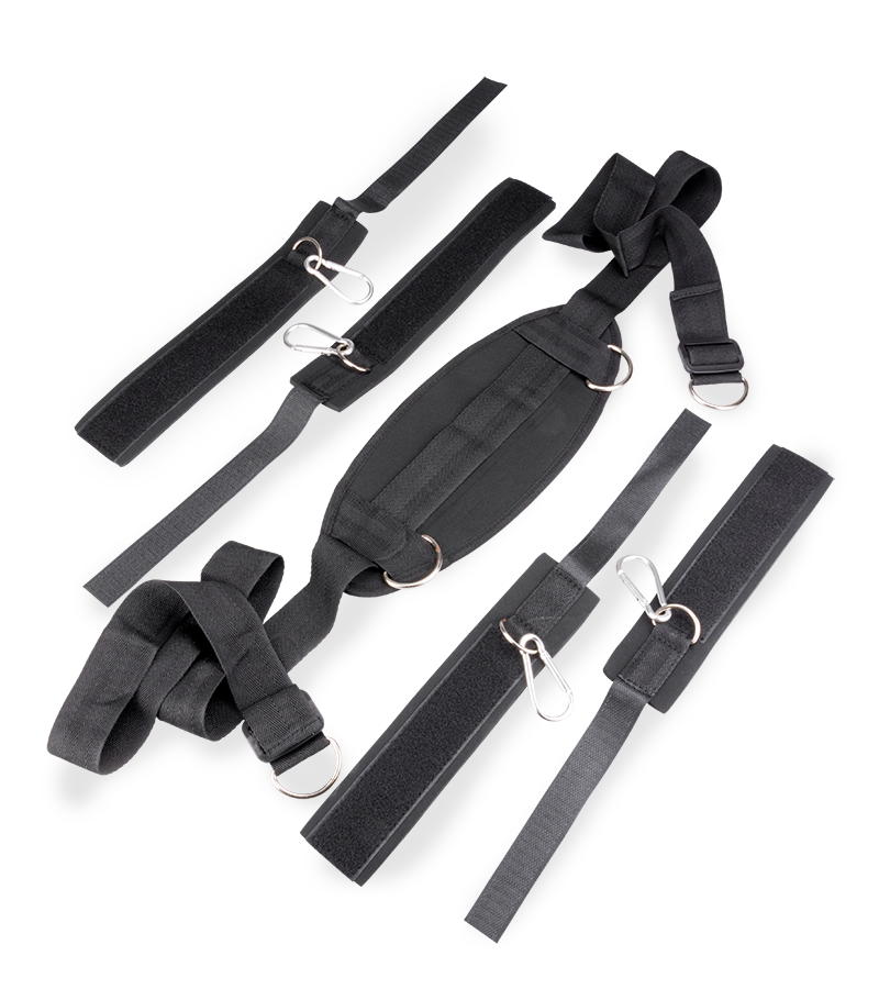 BDSM restraints with wrist and ankle ties