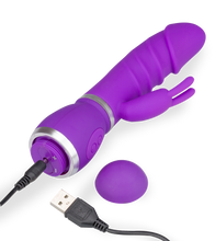 Load image into Gallery viewer, Big Head USB silicone rabbit vibrator