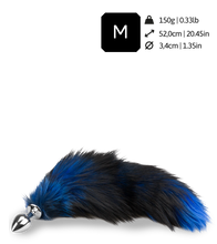 Load image into Gallery viewer, Black and blue furry fox tail anal plug