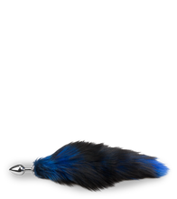 Load image into Gallery viewer, Black and blue furry fox tail anal plug