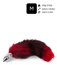 Load image into Gallery viewer, Black and red furry fox tail butt plug