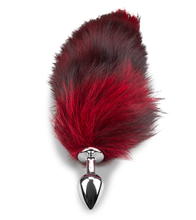 Load image into Gallery viewer, Black and red furry fox tail butt plug