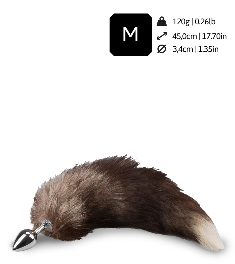 Black and white furry fox tail anal plug