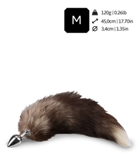 Load image into Gallery viewer, Black and white furry fox tail anal plug