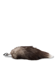 Load image into Gallery viewer, Black and white furry fox tail anal plug