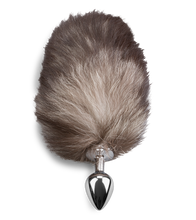 Load image into Gallery viewer, Black and white furry fox tail anal plug