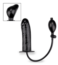 Load image into Gallery viewer, Black inflatable dildo with manual pump