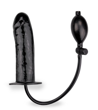 Load image into Gallery viewer, Black inflatable dildo with manual pump